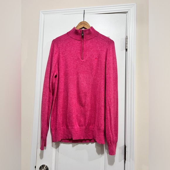 Southern Tide Sweater Mens Medium Pink Wool Alpaca Blend 1/4 Zip Knit Pullover - Picture 1 of 3